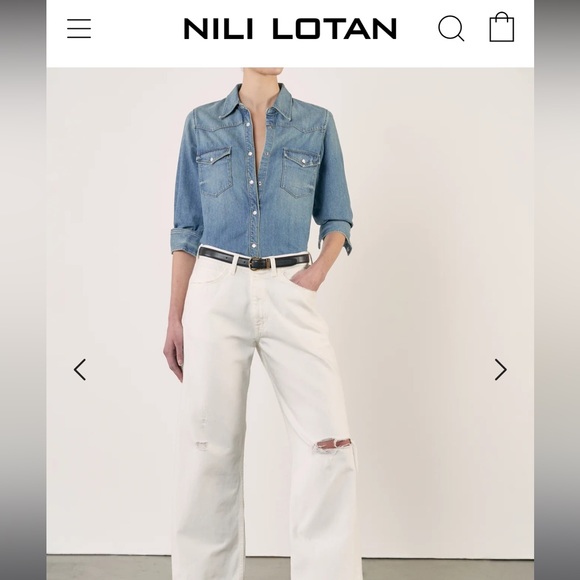 Nili Lotan - LOUISE BELT FLAT CALFSKIN Black Leather Belt w Gold Hardware - Picture 3 of 8